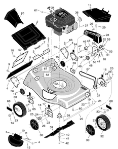 Mower Housing Assembly Diagram and Parts List for 21545X6A 1996 Briggs and Stratton Lawn Mower